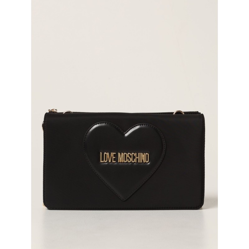 LOVE MOSCHINO - Eco-leather Heart Nylon Bag - Black