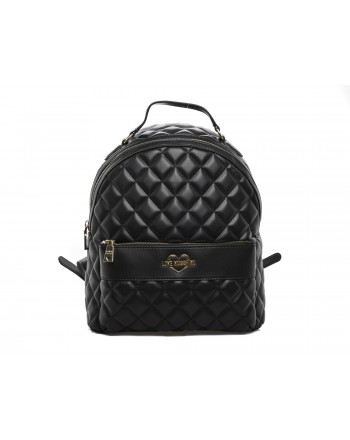 LOVE MOSCHINO - Quilted backpack in faux leather - Black/Gold