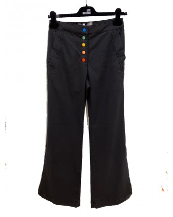 LOVE MOSCHINO - Coloured Buttons Trousers - Black