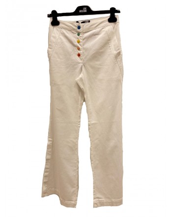 LOVE MOSCHINO - Pantalone con Bottoni Colorati - Bianco