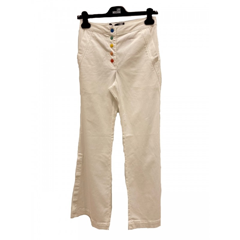 LOVE MOSCHINO - Pantalone con Bottoni Colorati - Bianco
