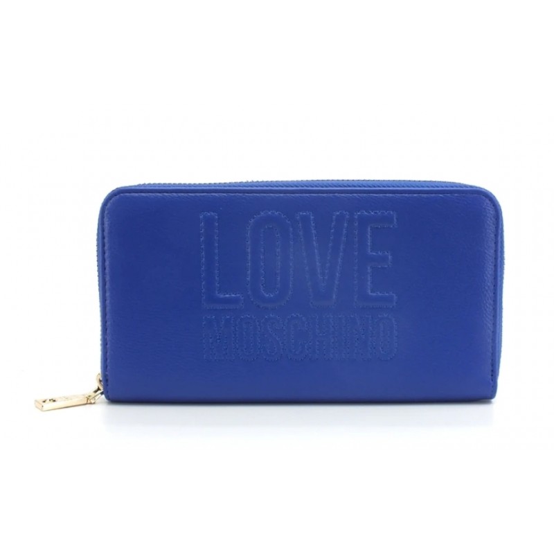 LOVE MOSCHINO - Logo Zip AROUND wALLET - Royal Blue