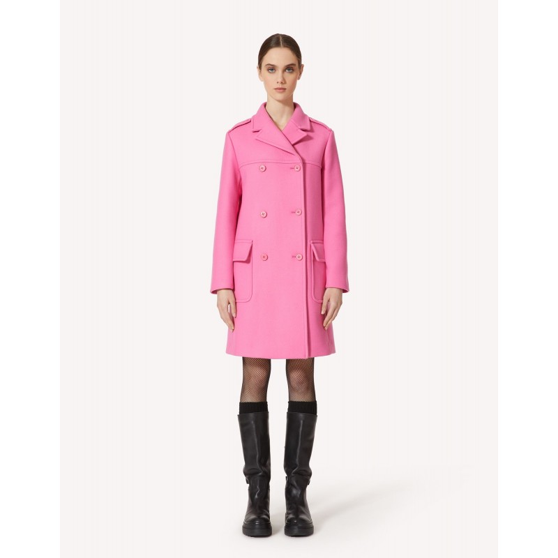 RED VALENTINO - Wool and Cashmere  Double Breasted Coat - Pink
