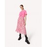 RED VALENTINO - LIPS Patterned Pleated Skirt- Pink