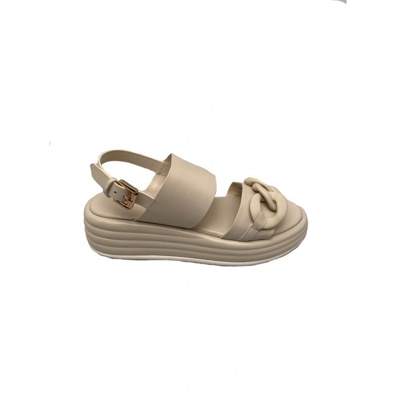 EMANUELLE VEE - Platform Sandal with Chain - White