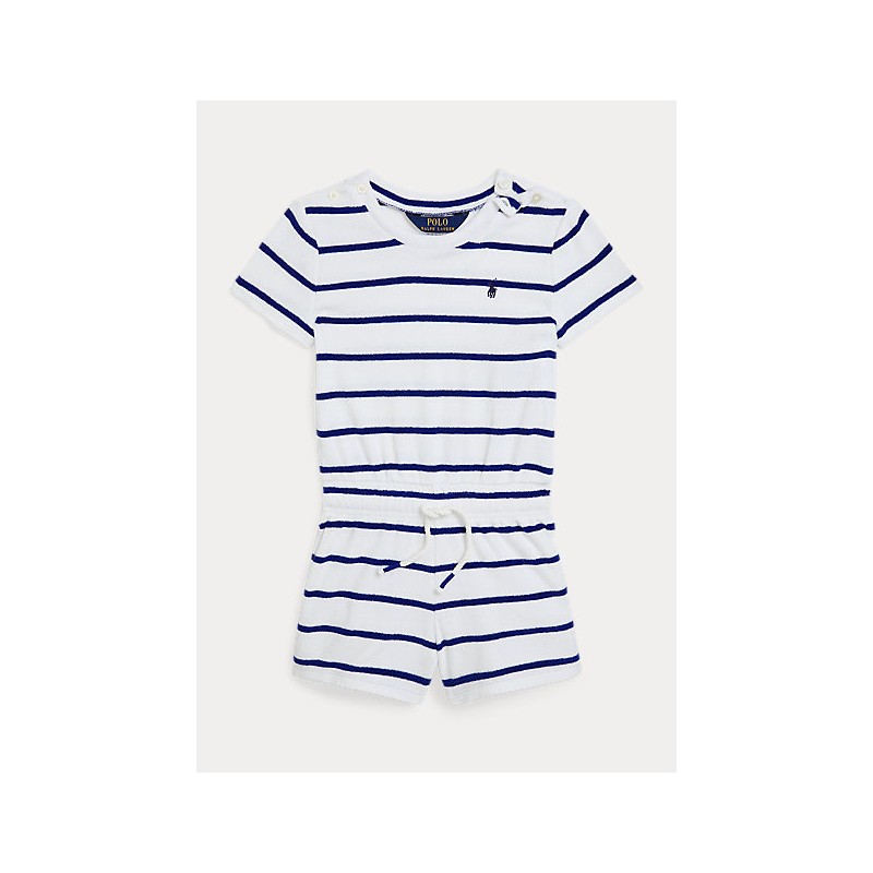 POLO RALPH LAUREN KIDS - Striped terry dress - White / Blue