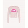 RED VALENTINO -Blended Wool Lips Logo Knit - Pink