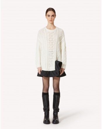 RED VALENTINO - Blended Mohair and Taffetà Knit - Ivory/Black