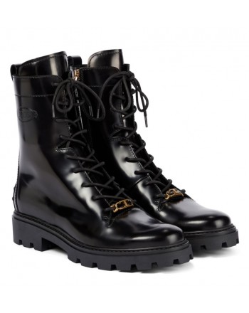 TOD'S - Leather Logo Boots - Black