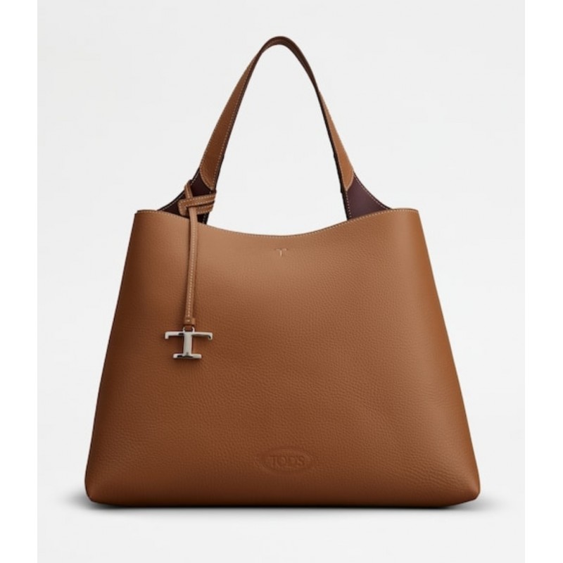TOD'S - Logo Leather Bag - Kenia/Dark Bordeaux