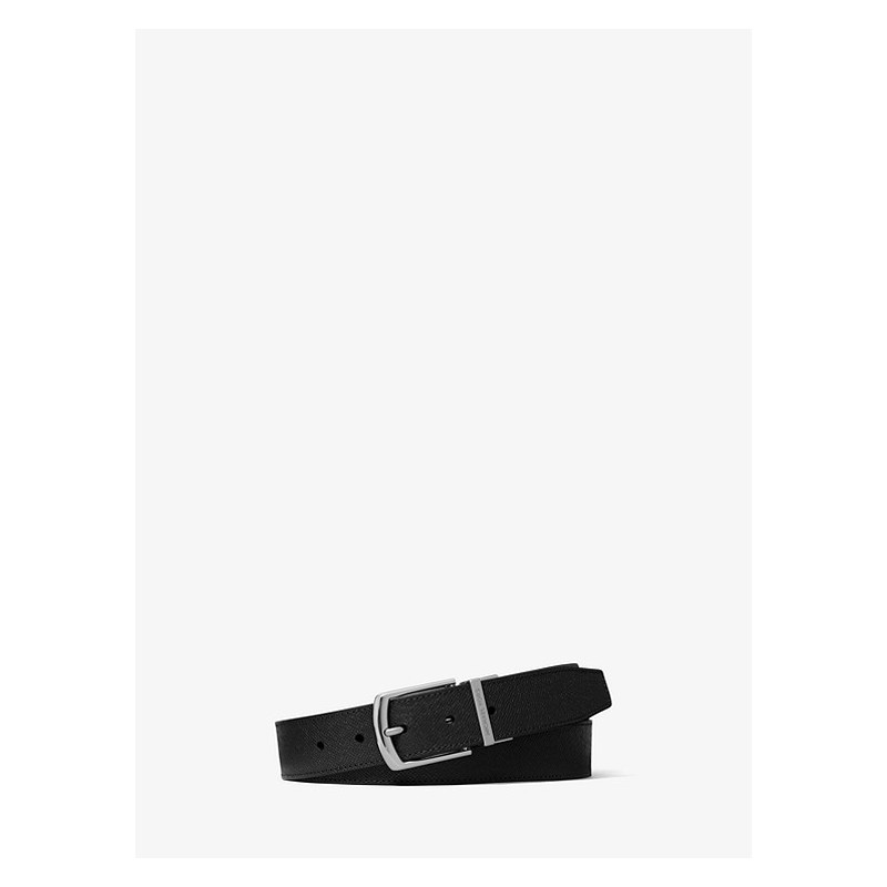 MICHAEL BY MICHAEL KORS - Leather belt  reversible H 34 mm - Black / Gray