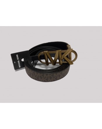 MICHAEL BY MICHAEL KORS - Leather belt with stadium logo buckle - Brown / Black