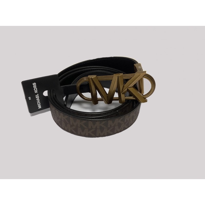 MICHAEL BY MICHAEL KORS - Cintura in pelle con fibbia con logo stadium - Brown/Nero