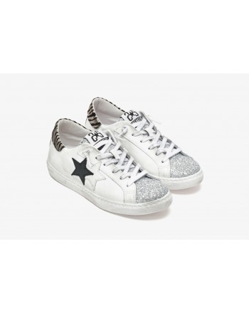 2 STAR- Sneakers 2SD3622 - Bianco/Glitter Argento