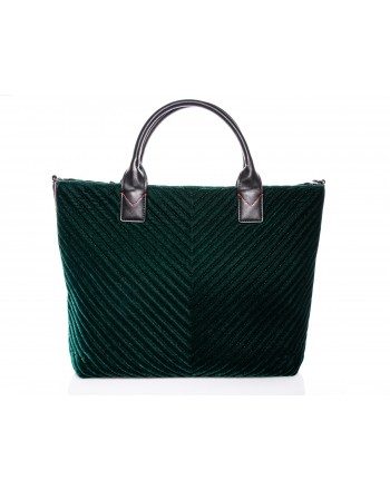 PINKO - Maxi Shopping Bag CHEVRON in velluto - Verde
