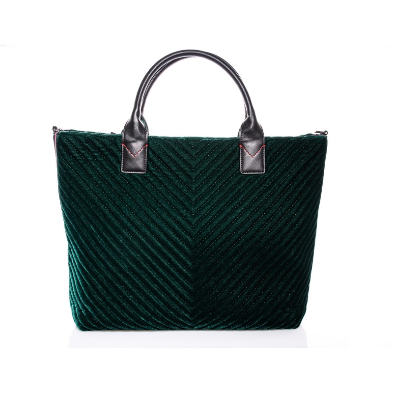 PINKO - CHEVRON Maxi Shopping Bag in Velvet - Green