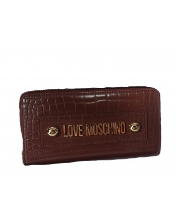 LOVE MOSCHINO -  Lettering zip around wallet - Brown