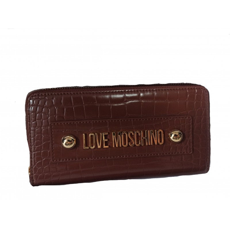 LOVE MOSCHINO - Portafoglio Lettering zip around - Marrone