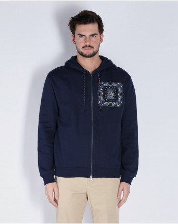 ETRO - Sweatshirt Zip + Hood 1Y674 - Blue