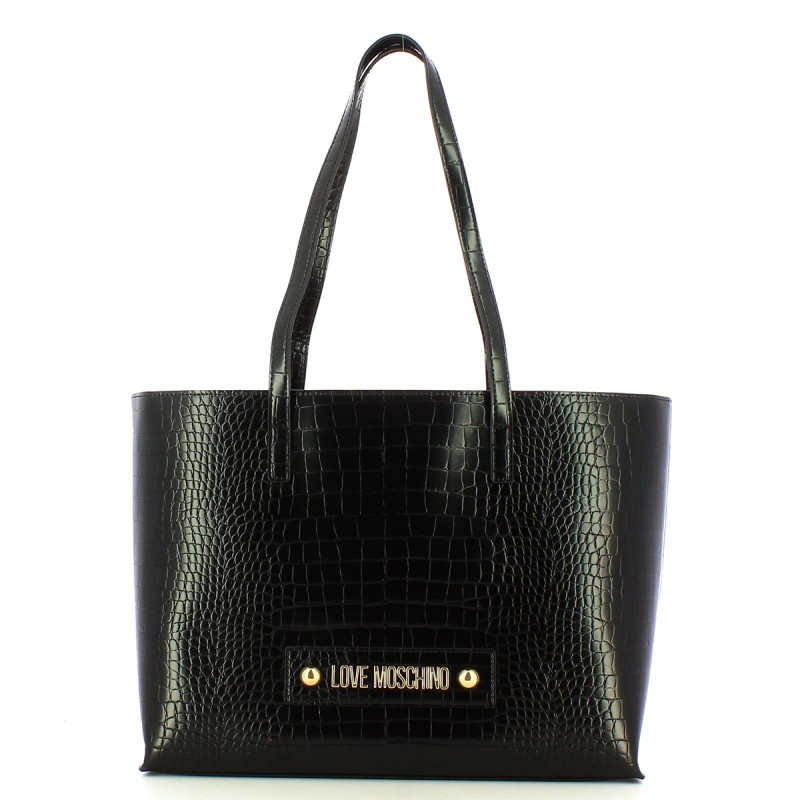 LOVE MOSCHINO - JC4425P0F Croco Shopping Bag - Black