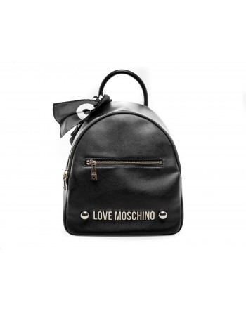 LOVE MOSCHINO - Ecoleather Backpack with Logo front Pocket - Black