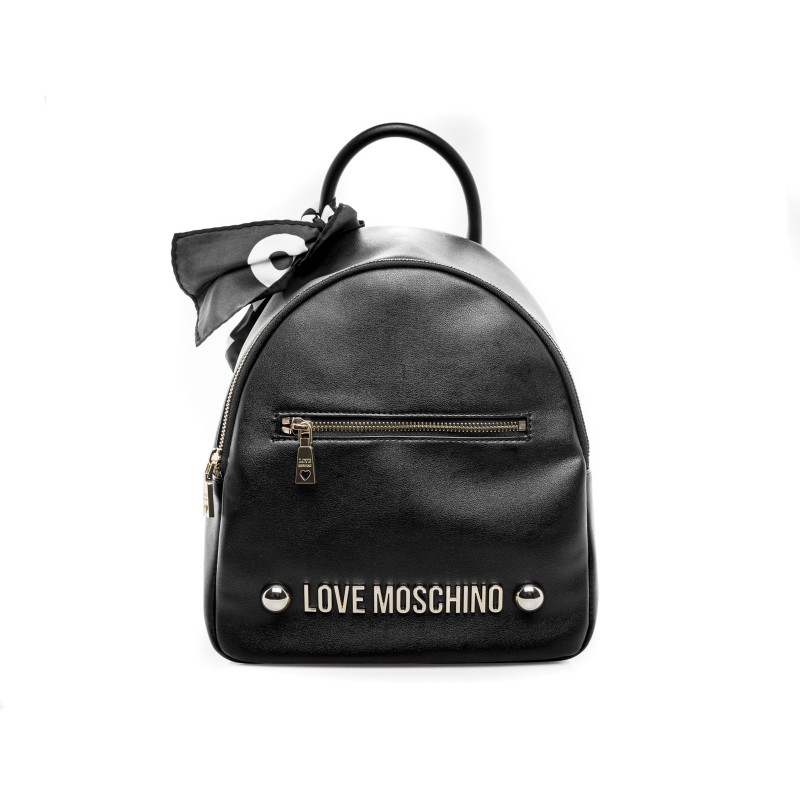 LOVE MOSCHINO - Ecoleather Backpack with Logo front Pocket - Black