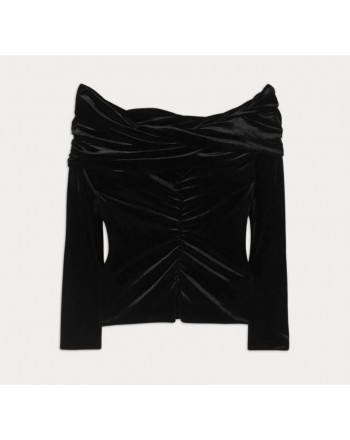 PHILOSOPHY di LORENZO SERAFINI - Velvet Crossed Shirt - Black