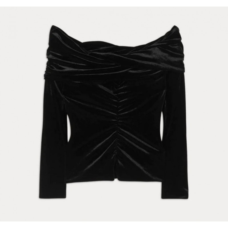 PHILOSOPHY di LORENZO SERAFINI - Velvet Crossed Shirt - Black