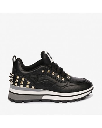 EMANUELLE VEE - Sneakers con Borchie Running - Black