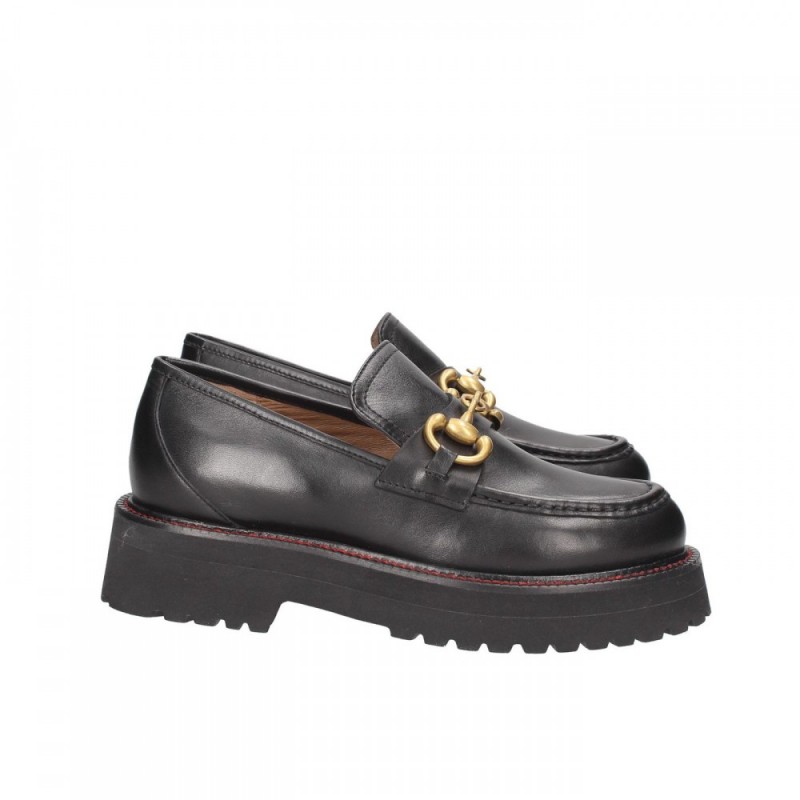 EMANUELLE VEE - NEW CRUST Leather Loafers - Black