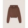 HINNOMINATE - Cotton Short Hoodie Fleece Hnw350  - Chocolate Brown