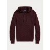 POLO RALPH LAUREN - Cable-knit cotton hooded sweater - Wine