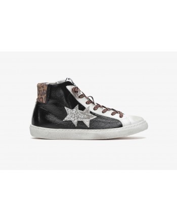 2 STAR- Sneakers 2SD3679-192 - Black / White / Leopard / Silver