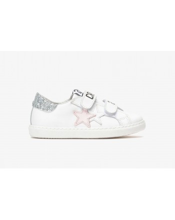 2 STAR- Sneakers 2SB2662-209  Pelle - Bianco/Rosa/Argento
