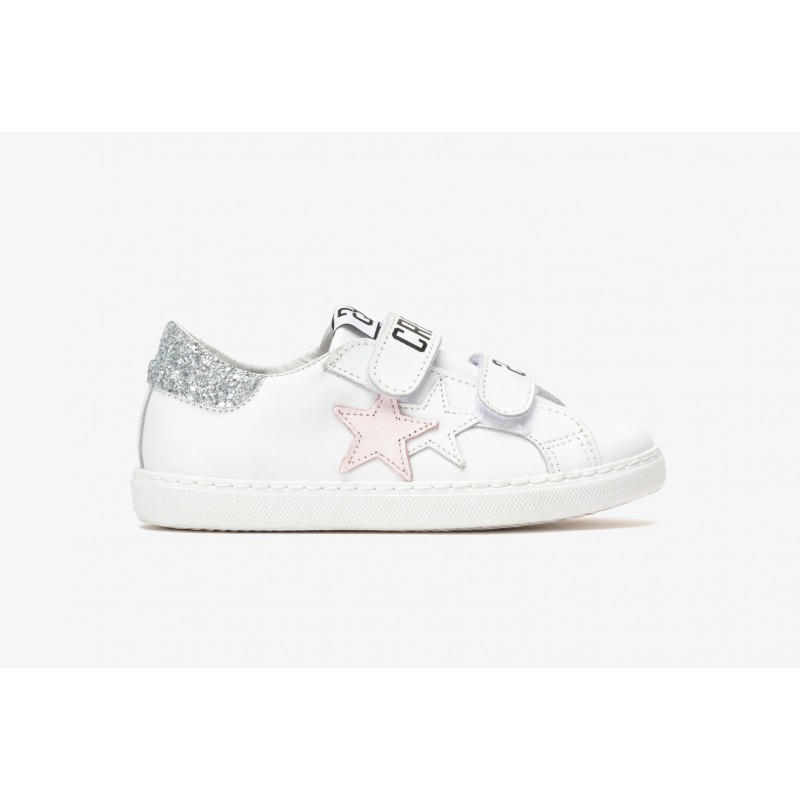 2 STAR- Sneakers 2SB2662-209  Pelle - Bianco/Rosa/Argento