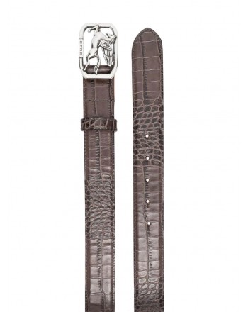 ETRO - Crocodile style leather belt - Brown