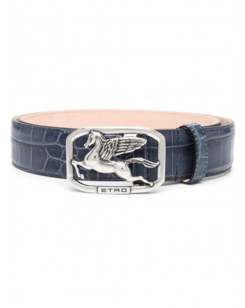 ETRO - Crocodile style leather belt - Blue