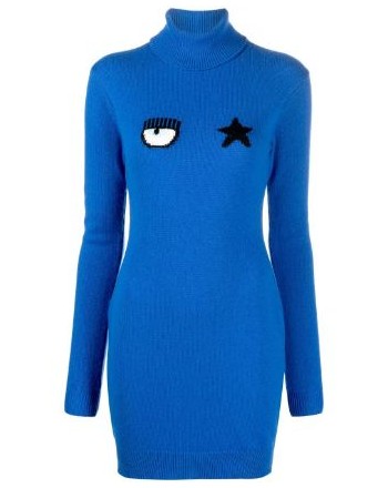 CHIARA FERRAGNI - Wool EYESTAR Dress - Light Blue