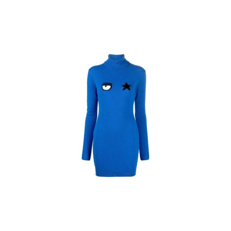 CHIARA FERRAGNI - Wool EYESTAR Dress - Light Blue