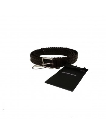 EMPORIO ARMANI - Genuine leather beaded Belt - Brown