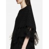 RED VALENTINO - Wool Poncho with Tulle Fringes - Black