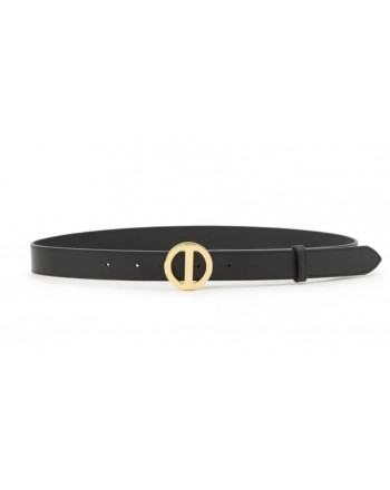 ICEBERG - Leather Golden Logo Belt - Black