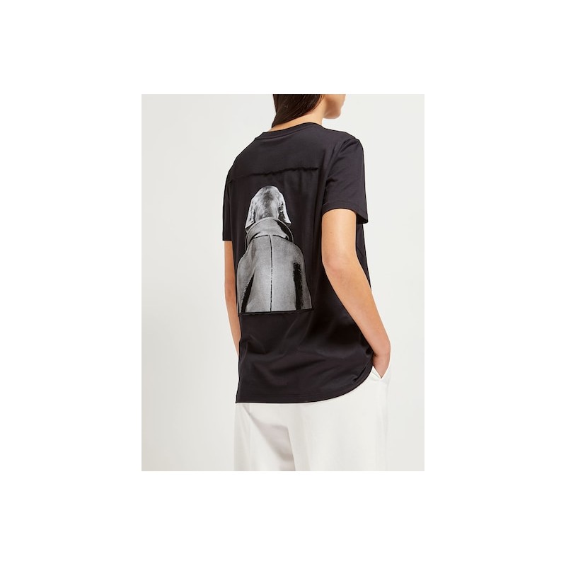 MAX MARA - T-Shirt in Cotone con Stampa MMDOG - Nero