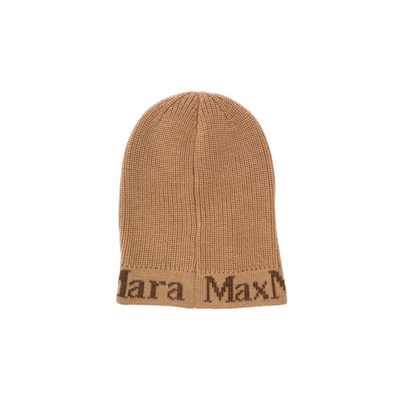 MAX MARA - Cappello in Lana con Logo - Cammello