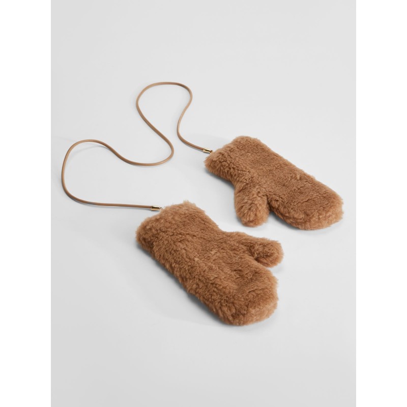 MAX MARA -  OMBRAT2 Teddy Fabric Gloves - Camel