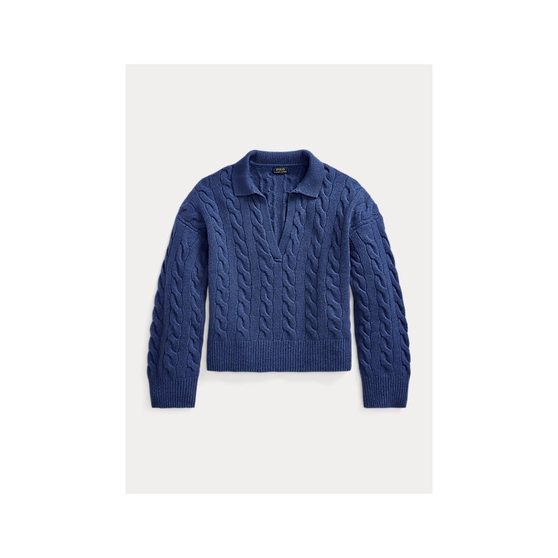 POLO RALPH LAUREN  - Wool and Cashmere Collar Knit - Sapphire Heather