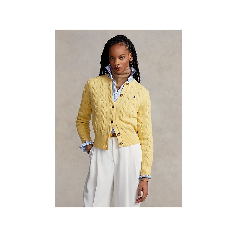 POLO RALPH LAUREN  - Wool and Cashmere Cardigan Knit - Yellow