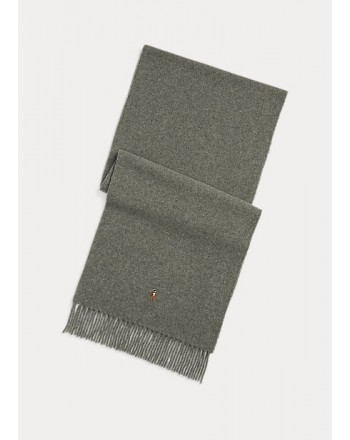 POLO RALPH LAUREN - Virgin wool fringed scarf - Grey