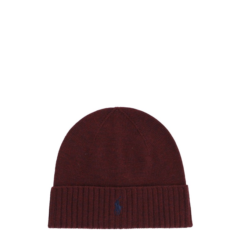 POLO RALPH LAUREN - Hat with embroidery logo front wool - Wine