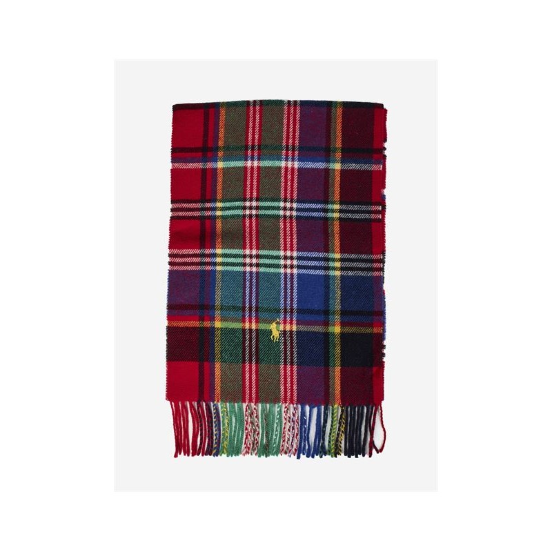 Sale POLO RALPH LAUREN Scottish scarf with embroidery Red Plaid -30% Off  Elsa Boutique